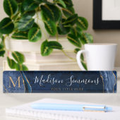 Elegant Navy Blue Gold Agate Geode Chic Monogram Naambordje