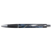 Elegant Navy Blue Gold Agate Geode Chic Monogram Pen (Achterkant)