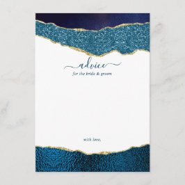 Elegant Navy Blue & Gold Agate Wedding Advieskaart