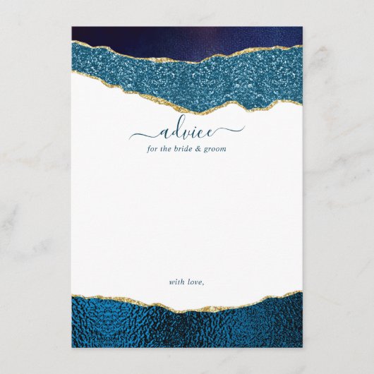 Elegant Navy Blue & Gold Agate Wedding Advieskaart (Voorkant)