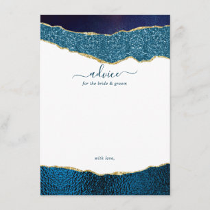 Elegant Navy Blue & Gold Agate Wedding Advieskaart