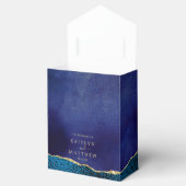 Elegant Navy Blue & Gold Agate Wedding Bedankdoosjes (Geopend)