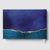 Elegant Navy Blue & Gold Agate Wedding Gastenboek (Achterkant)