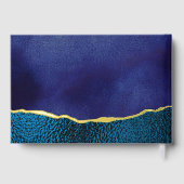 Elegant Navy Blue & Gold Agate Wedding Gastenboek (Achterkant)