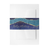 Elegant Navy Blue & Gold Agate Wedding Invitation Uitnodigingen Wikkel (Voorkant Voorbeeld)