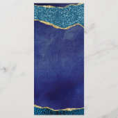 Elegant Navy Blue & Gold Agate Wedding Menu (Achterkant)