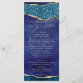 Elegant Navy Blue & Gold Agate Wedding Menu (Voorkant)