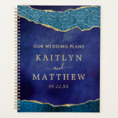 Elegant Navy Blue & Gold Agate Wedding Planner (Voorkant)