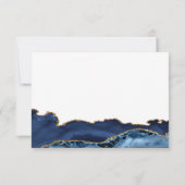 Elegant Navy Blue Gold Agate Wedding RSVP Kaart (Achterkant)