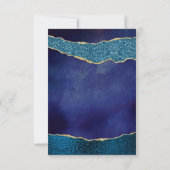 Elegant Navy Blue & Gold Agate Wedding RSVP Kaartje (Achterkant)