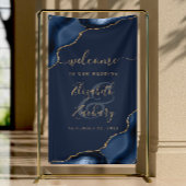 Elegant Navy Blue Gold Agate Wedding Welcome Spandoek