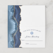 Elegant Navy Blue Gold Bar Mitzvah Place Card Plaatskaartje (Buitenkant ongevouwen)