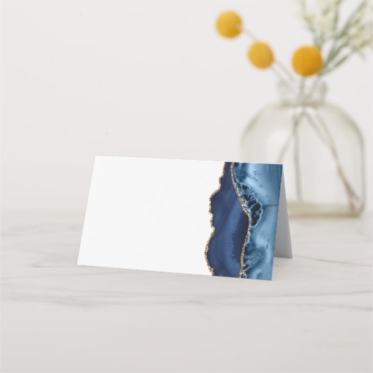 Elegant Navy Blue Gold Bar Mitzvah Place Card Plaatskaartje (Achterkant)