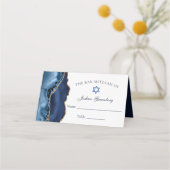 Elegant Navy Blue Gold Bar Mitzvah Place Card Plaatskaartje (Voorkant)