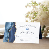 Elegant Navy Blue Gold Bar Mitzvah Place Card Plaatskaartje