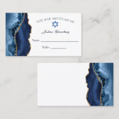Elegant Navy Blue Gold Bar Mitzvah Place Card Visitekaartje (Voorkant / Achterkant)