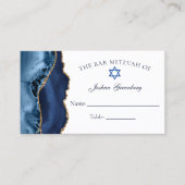 Elegant Navy Blue Gold Bar Mitzvah Place Card Visitekaartje (Voorkant)