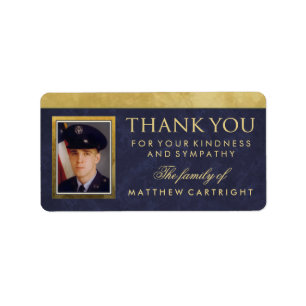 Elegant Navy Blue Gold Bedankt voor je foto Etiket