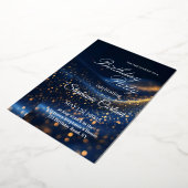 Elegant Navy Blue & Gold Birthday Party Invitation Folie Uitnodiging (Gedraaid)