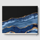 Elegant Navy Blue Gold Black marmer Wedding Gastenboek (Achterkant)