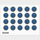 Elegant Navy Blue Gold Border Wedding Ronde Sticker (Vel)
