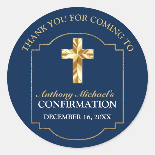 Elegant Navy Blue Gold Boys Bevestiging Gift Label (Voorkant)