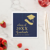 Elegant Navy Blue Gold Class 2023 Afstuderen Servet (Insitu)