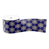 Elegant Navy Blue & Gold Classy Chic Floral Print Grosgrain Lint (Spoel)
