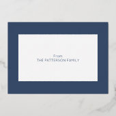 Elegant Navy Blue & Gold Custom Fotokerstmis Folie Feestdagenkaart (Achterkant)