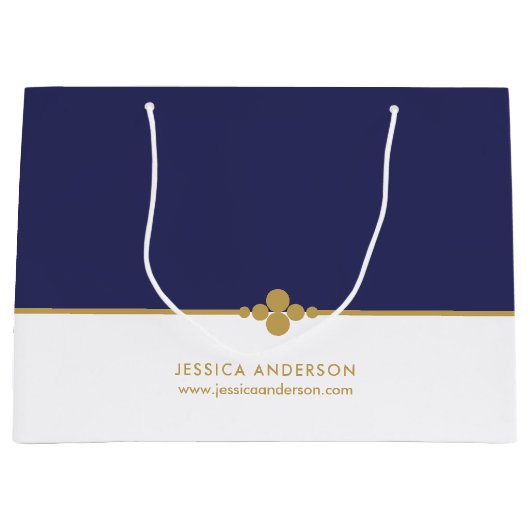 Elegant Navy Blue Gold Custom Groot Cadeauzakje (Voorkant)