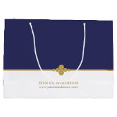 Elegant Navy Blue Gold Custom  Groot Cadeauzakje (Achterkant)