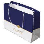 Elegant Navy Blue Gold Custom  Groot Cadeauzakje (Achterkant Gekanteld)