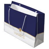 Elegant Navy Blue Gold Custom  Groot Cadeauzakje (Voorkant Gekanteld)