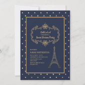 Elegant Navy Blue Gold Eiffel Tower Sweet 16 Kaart (Voorkant)