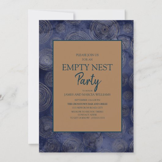 Elegant Navy Blue Gold Empty Nest Party Kaart (Voorkant)