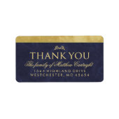 Elegant Navy Blue & Gold Family Dank u wel Etiket (Voorkant)