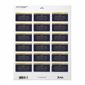 Elegant Navy Blue & Gold Family Dank u wel Etiket (Full Sheet)