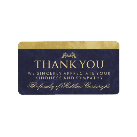 Elegant Navy Blue & Gold Family Hartelijk dank Etiket (Voorkant)
