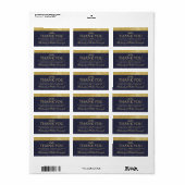 Elegant Navy Blue & Gold Family Hartelijk dank Etiket (Full Sheet)