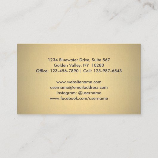 Elegant Navy Blue & Gold Faux Folie Chevron Patter Visitekaartje (Achterkant)