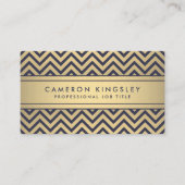 Elegant Navy Blue & Gold Faux Folie Chevron Patter Visitekaartje (Voorkant)