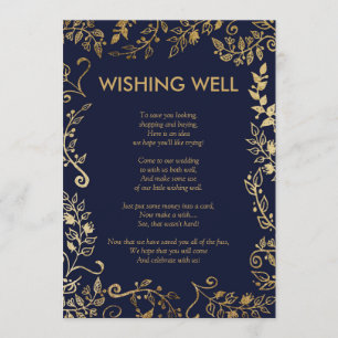 Elegant Navy Blue Gold Floral die goed wil Kaart
