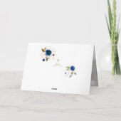 Elegant Navy Blue Gold Floral Photo Boy Baptisme Bedankkaart (Achterkant)