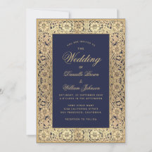 Elegant Navy Blue Gold  Floral Wedding