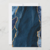 Elegant Navy Blue Gold Foil Agate Wedding Kaart (Achterkant)