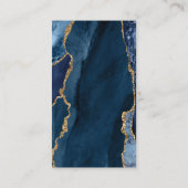 Elegant Navy Blue Gold Foil Agate Wedding Website Informatiekaartje (Achterkant)