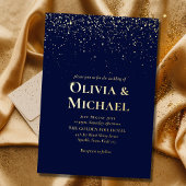 Elegant Navy Blue Gold Foil Wedding Folie Uitnodiging