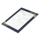 Elegant Navy Blue Gold Foliage Recipe Notitieblok (Schuin)