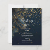 Elegant Navy Blue & Gold Glitter Party Christmas Kaart (Voorkant)