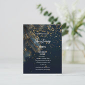 Elegant Navy Blue & Gold Glitter Party Christmas Kaart (Staand voorkant)